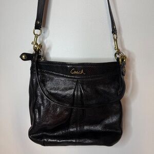 Coach Ashley Black Pebble Leather Crossbody Bag w/ Gold Hardware